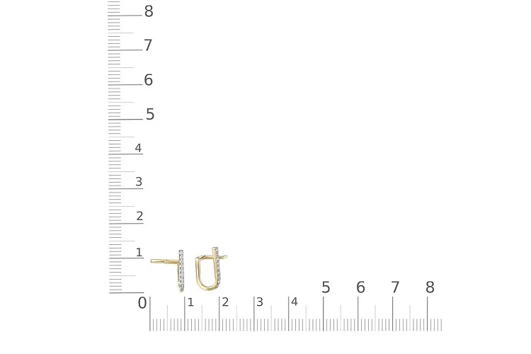 Серьги-пусеты Дорожки из жёлтого золота с 18 фианитами