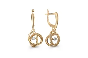 Серьги из жёлтого золота с 2 фианитами