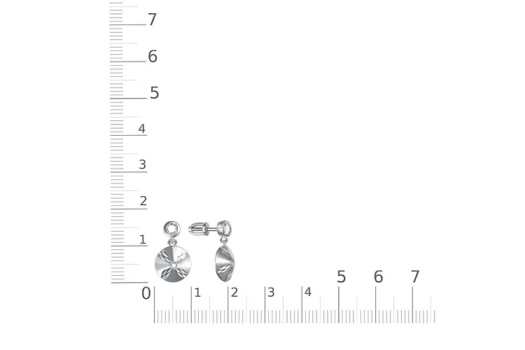 Серьги-пусеты из белого золота с 4 фианитами