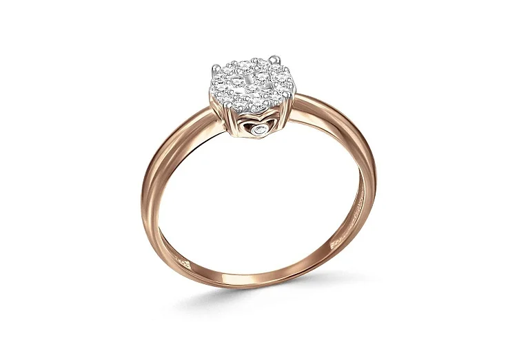 Кольцо из красного золота с 19 бриллиантами