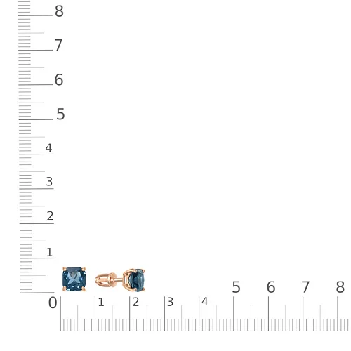 Серьги-пусеты из красного золота с 2 топазами лондон