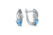 Серьги из белого золота с 2 топазами swiss и 6 фианитами