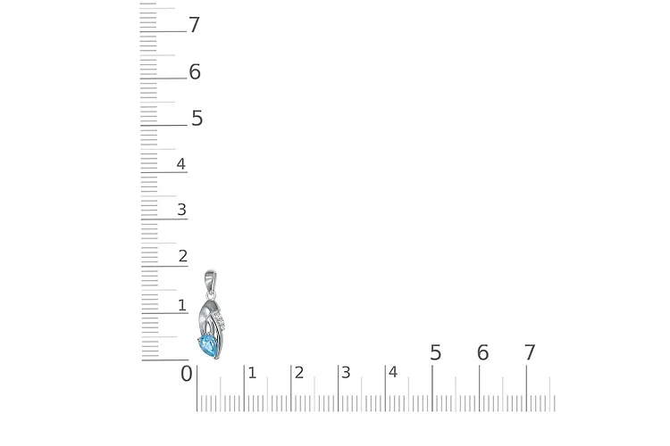 Подвеска из белого золота с топазом swiss и 3 фианитами