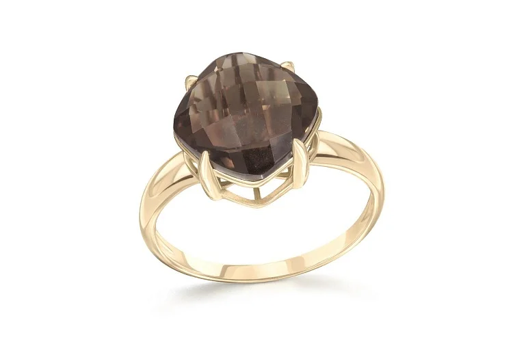 Кольцо из жёлтого золота с раухтопазом