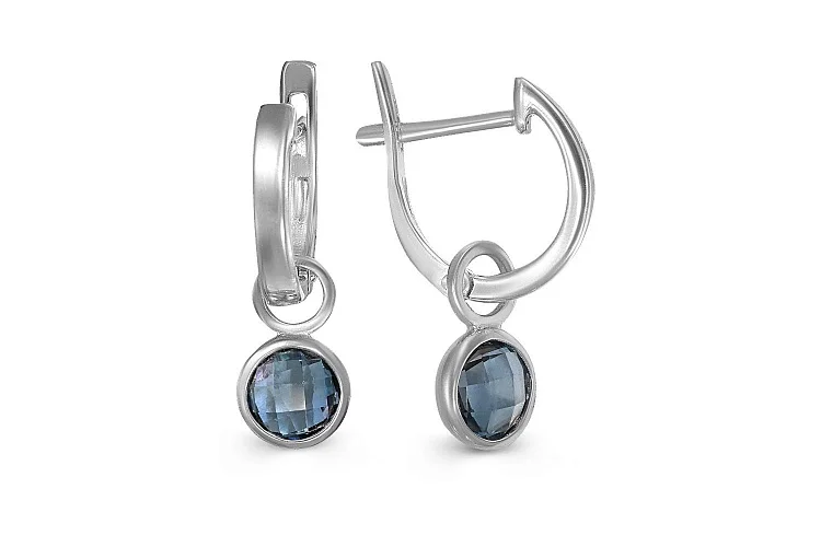 Серьги-трансформеры из белого золота с 2 топазами лондон