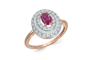 Кольцо из красного золота с корундом и 55 бриллиантами