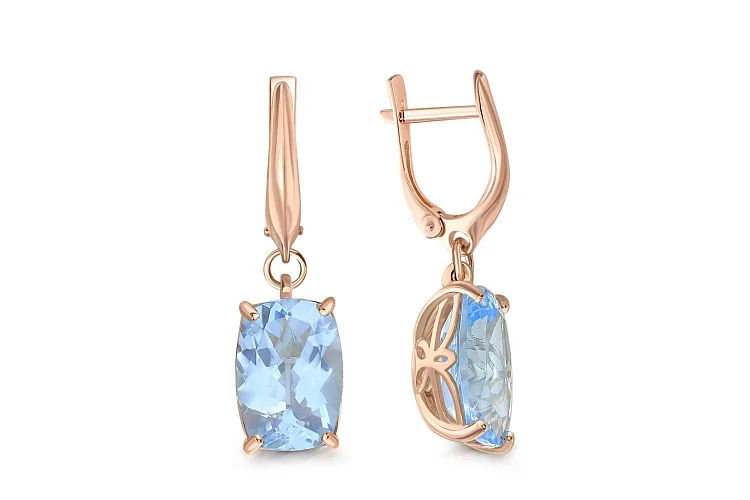 Серьги из красного золота с 2 топазами sky