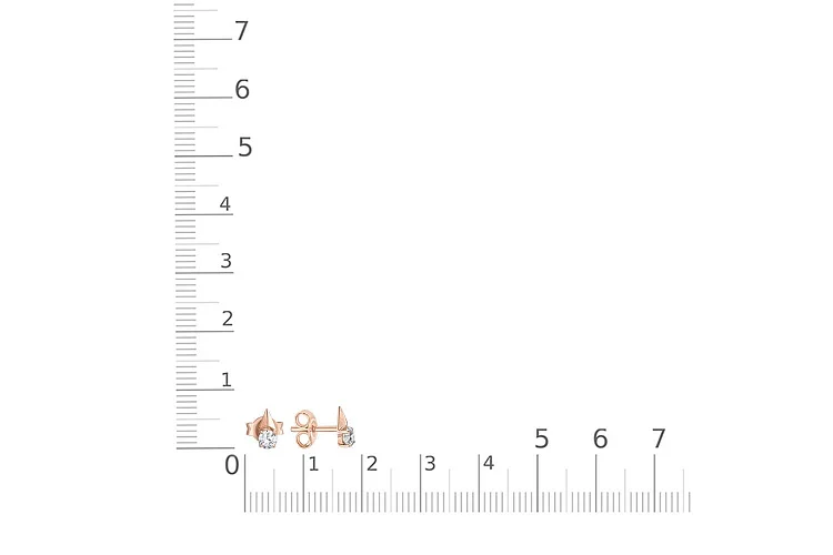 Серьги-пусеты из красного золота с 2 фианитами