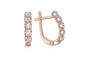 Серьги Дорожки из красного золота с 10 бриллиантами