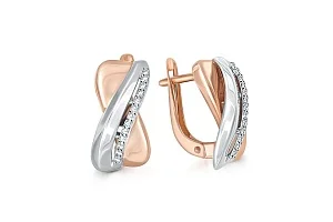 Серьги из красного золота с 26 фианитами