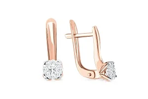 Серьги Малинки из красного золота с 18 бриллиантами