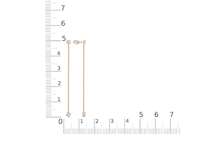 Серьги-пусеты из красного золота с 4 фианитами