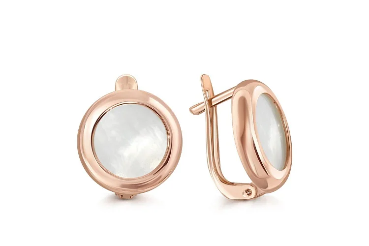 Серьги из красного золота с перламутром
