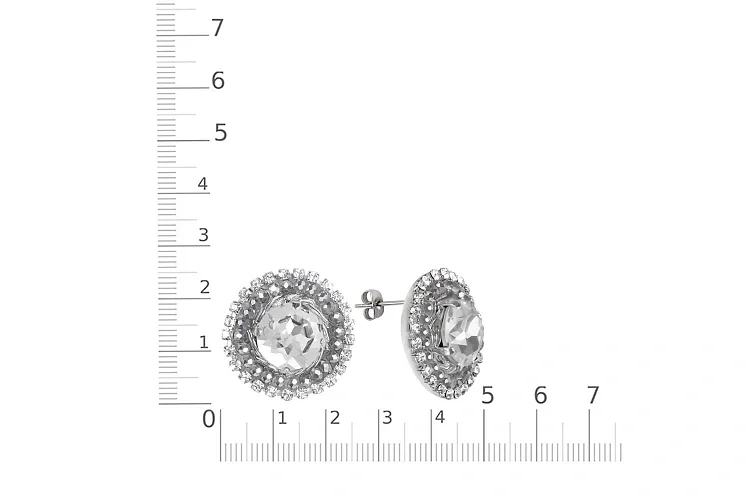 Бижутерные серьги-пусеты Кристаллы белый