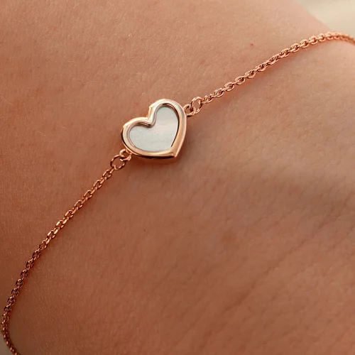 Браслет Сердце из красного золота с перламутром