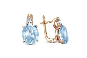 Серьги из красного золота с 2 топазами sky и 2 фианитами