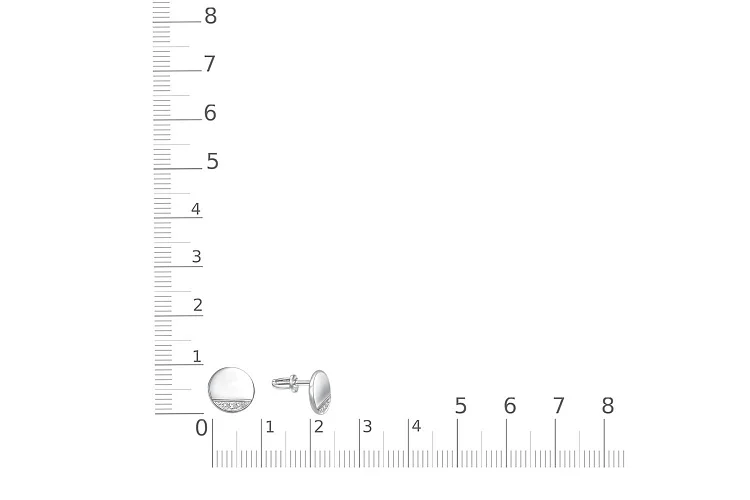 Серьги-пусеты Круги из белого золота с 6 фианитами