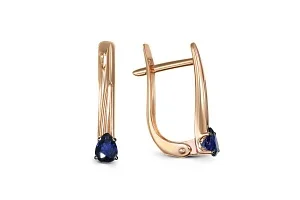 Серьги из красного золота с 2 сапфирами