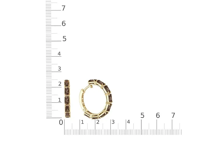 Серьги из жёлтого золота с 16 раухтопазами