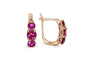 Серьги из красного золота с 6 корундами