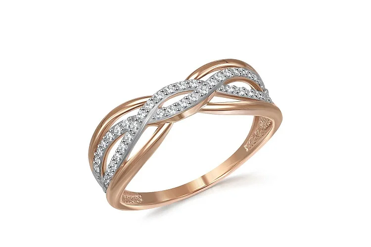 Кольцо из красного золота с 42 фианитами