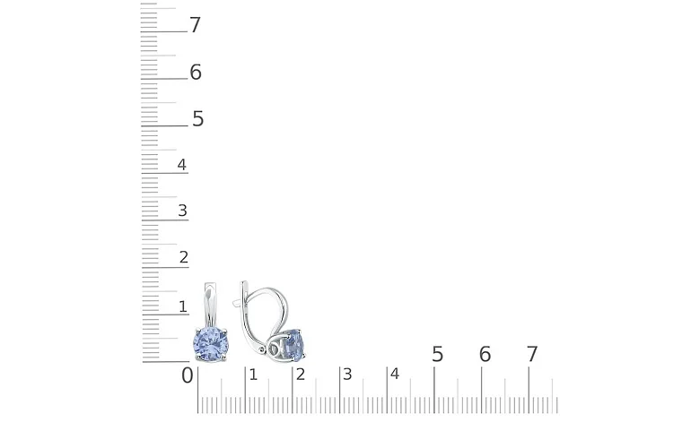 Серьги из белого золота с 2 циркониями