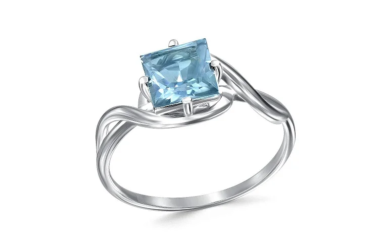 Кольцо из белого золота с топазом swiss