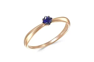 Кольцо из красного золота с сапфиром