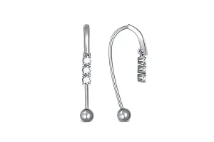 Серьги из белого золота с 6 фианитами