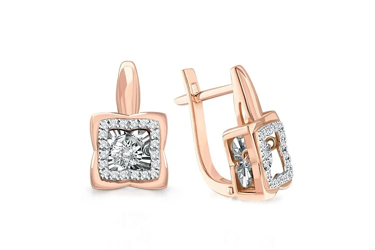 Серьги из красного золота с 42 бриллиантами