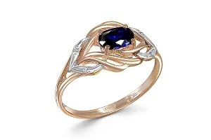 Кольцо из красного золота с сапфиром и 4 бриллиантами