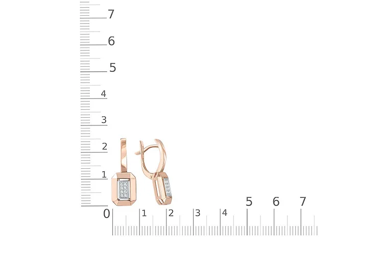 Серьги из красного золота с 16 фианитами