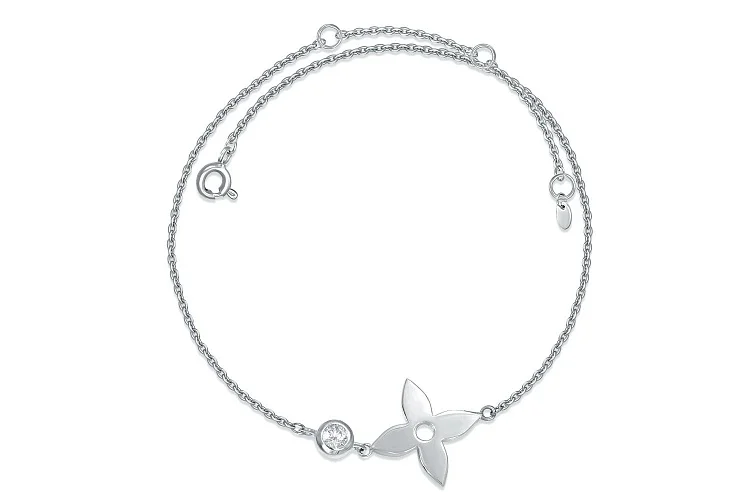 Колье Клевер из белого золота с фианитом