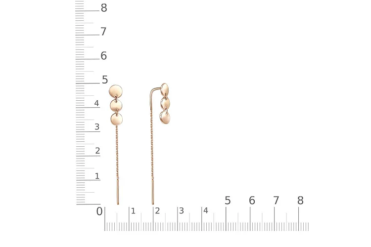 Серьги-продёвки Круги из красного золота без вставок