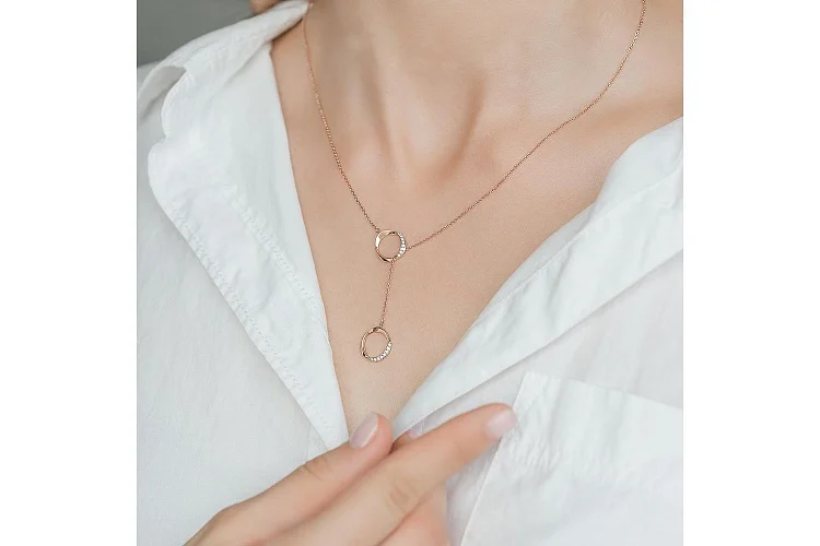 Колье Круг из красного золота с 16 фианитами