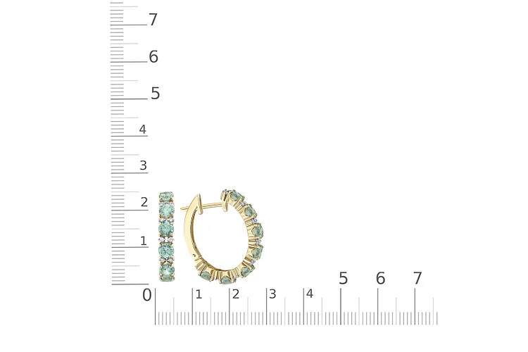 Серьги из жёлтого золота с 14 циркониями и 32 фианитами