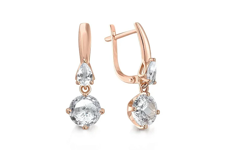 Серьги из красного золота с горным хрусталём