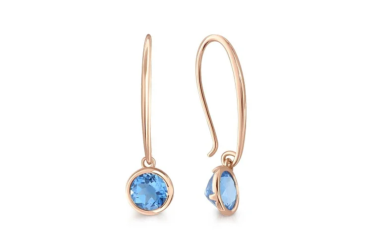 Серьги из красного золота с 2 топазами swiss