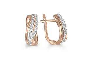 Серьги из красного золота с 48 фианитами