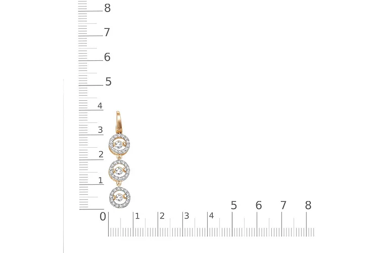 Подвеска из красного золота с 45 фианитами