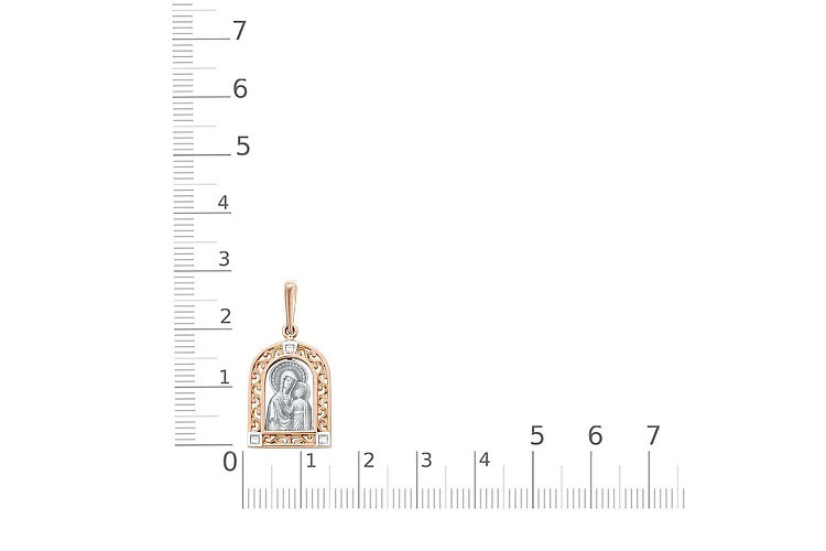 Иконка из красного золота с 3 фианитами