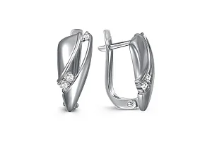 Серьги из белого золота с 6 фианитами