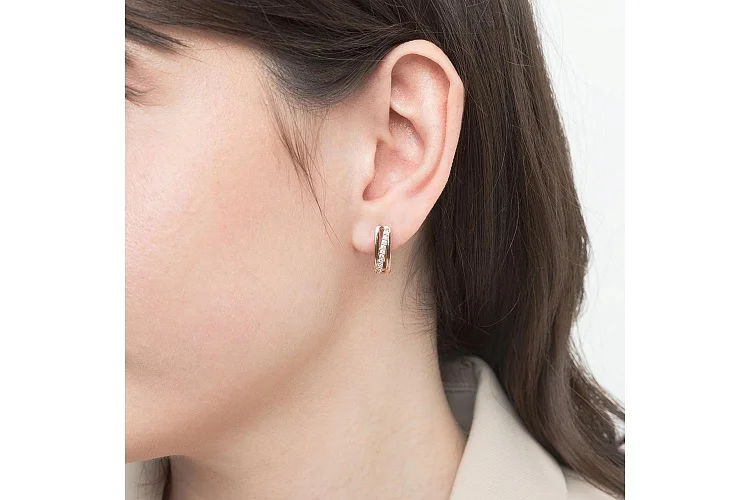 Серьги из красного золота с 20 фианитами