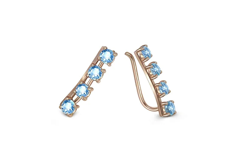 Серьги Дорожки из красного золота с 8 топазами swiss