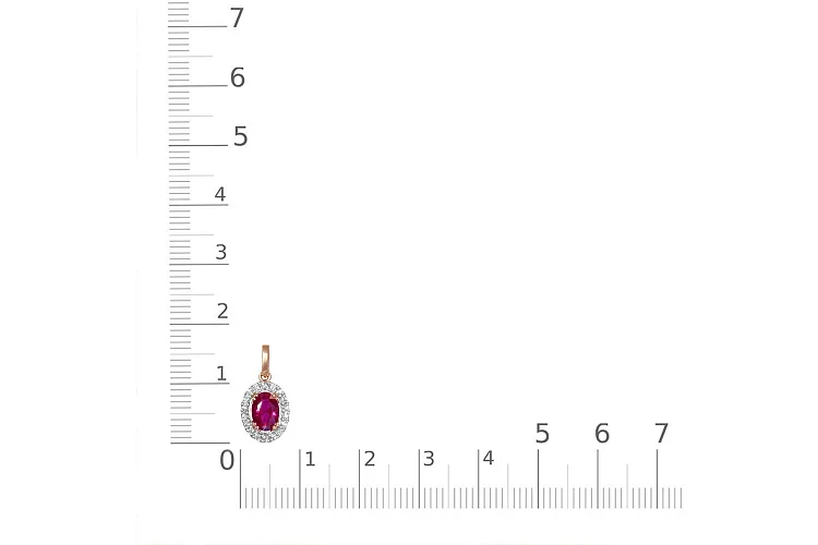 Подвеска из красного золота с корундом и 18 фианитами