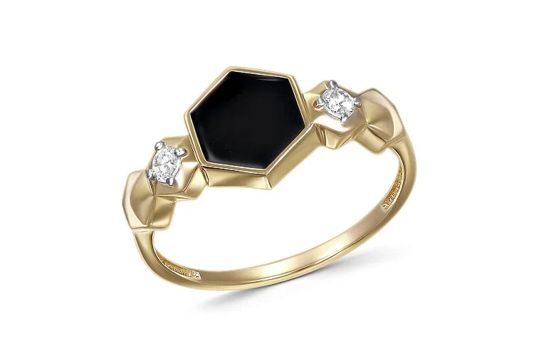 Кольцо из жёлтого золота с 2 фианитами