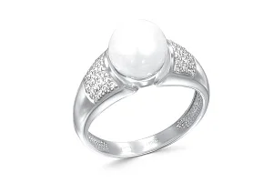 Кольцо из белого золота с жемчугом и 42 бриллиантами