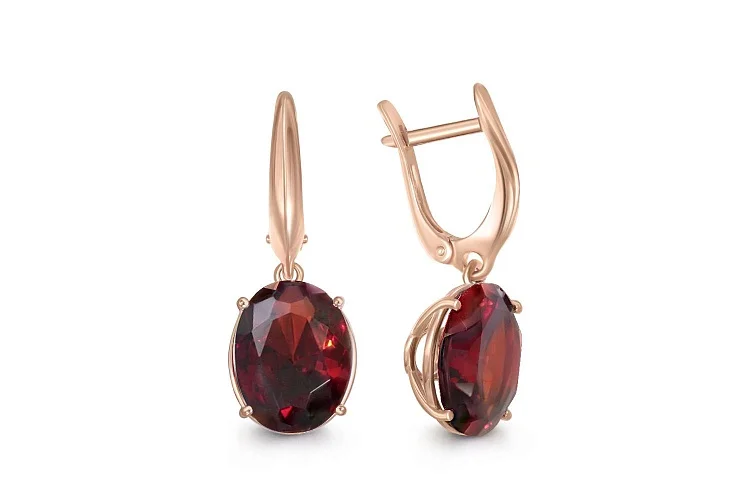 Серьги из красного золота с 2 ситаллами