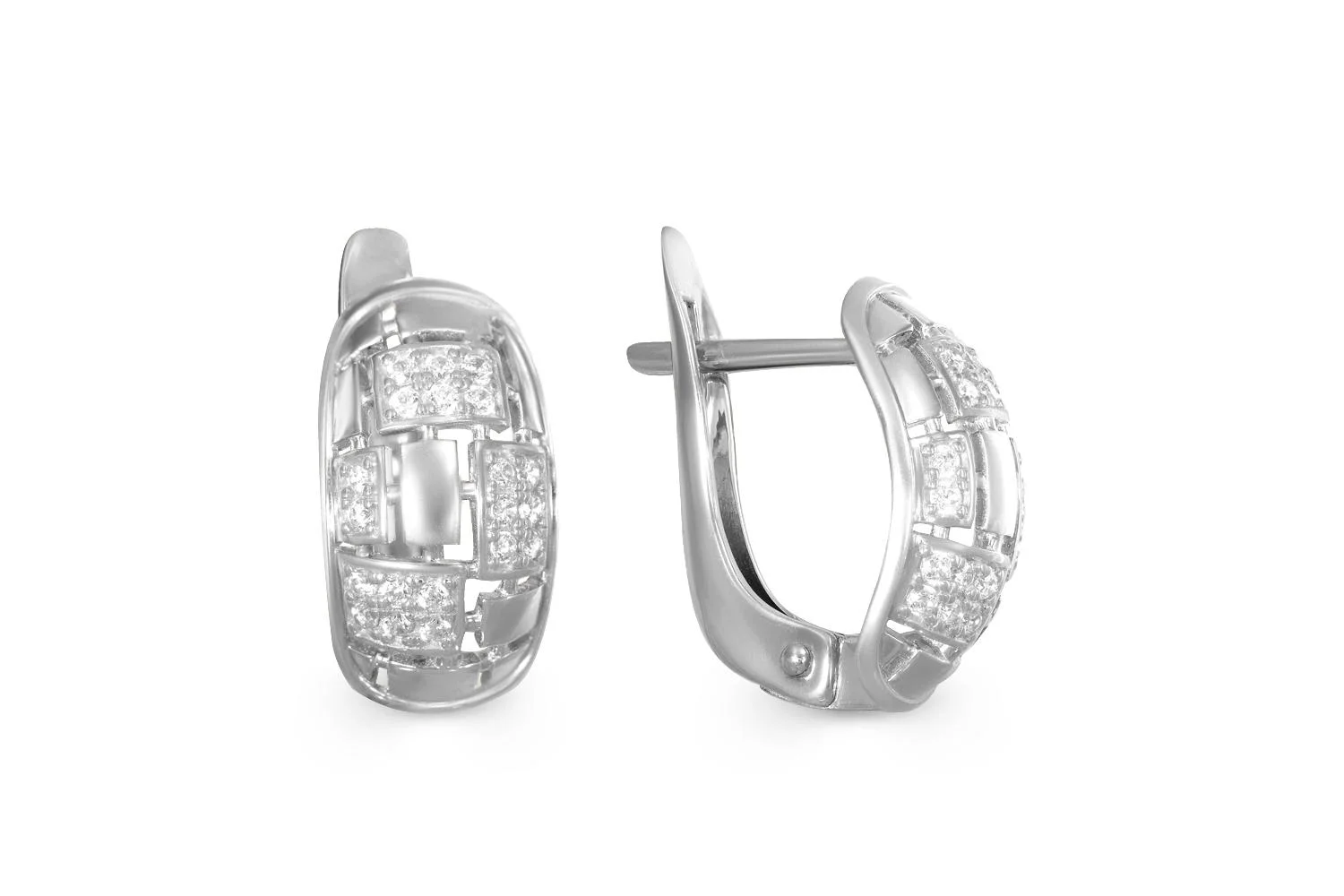 Серьги из белого золота с 40 фианитами