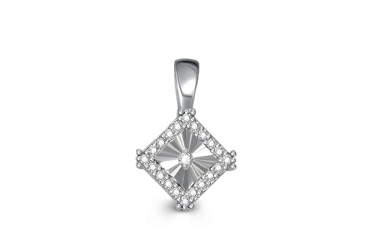Подвеска Квадрат из белого золота с 21 бриллиантами